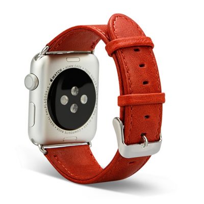 Red Leather Apple Watch Bands Back