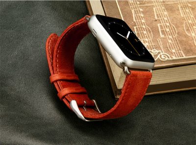 Red Leather Apple Watch Bands Exterior-1