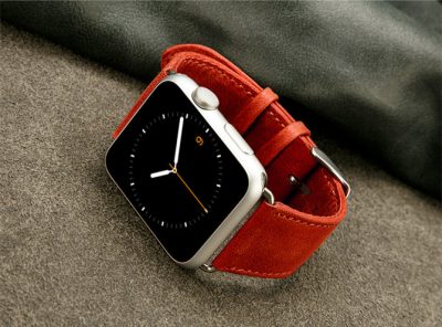 Red Leather Apple Watch Bands Exterior