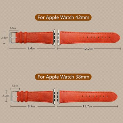 Red Leather Apple Watch Bands-Size