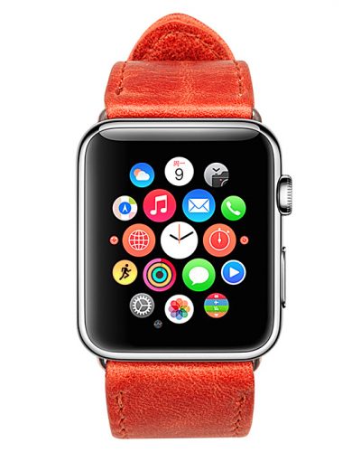 Red Leather Apple Watch-Front