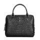 Small Black Genuine Crocodile Briefcase Bag-Front