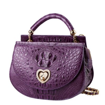 Stylish Crocodile Evening Handbag-Purple