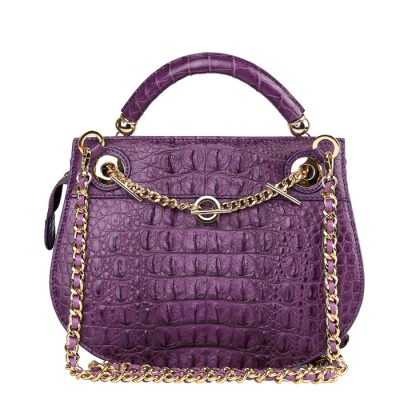 Stylish Crocodile Evening Handbag-Purple-Back