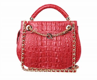 Stylish Crocodile Evening Handbag-Red-Back