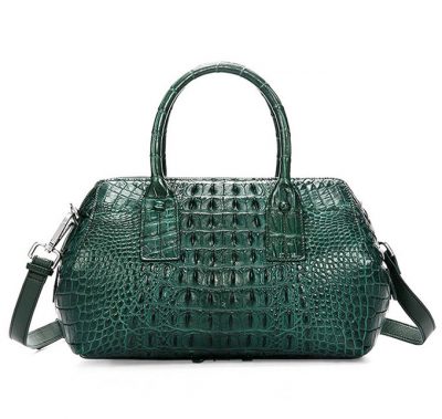 Stylish Crocodile Skin Barrel Bag Green-Back