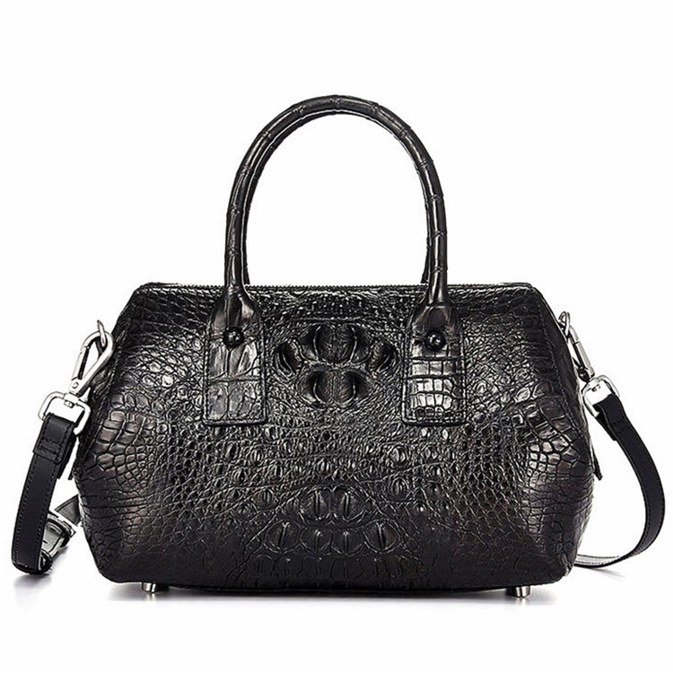 Stylish Crocodile Skin Barrel Bag, Crocodile Handbag