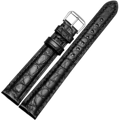 Womens Genuine Alligator Leather Watch Band-Black