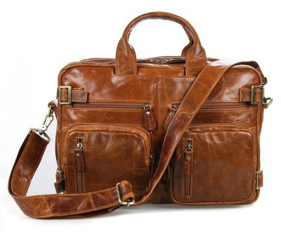 Brown Leather Briefcase Leather Backpack-Front