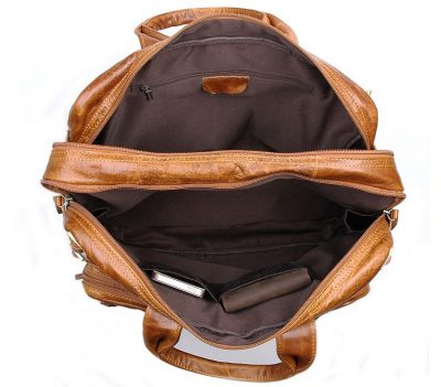 Brown Leather Briefcase Leather Backpack-Inside