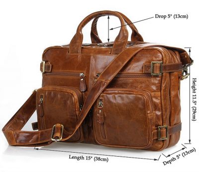 Brown Leather Briefcase Leather Backpack-Size