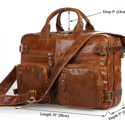 Brown Leather Briefcase Leather Backpack-Size