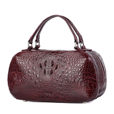 Classic Crocodile Top-Handle Handbag-Wine Red-1