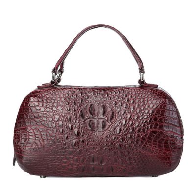 Classic Crocodile Top-Handle Handbag-Wine Red