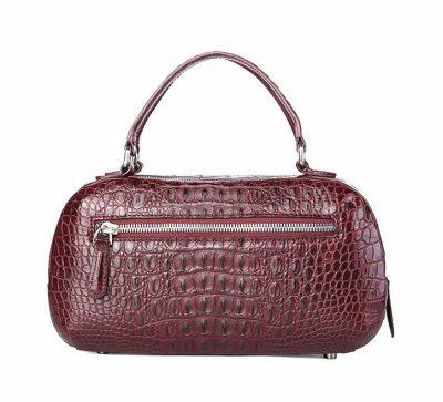 Classic Crocodile Top-Handle Handbag-Wine Red-Back