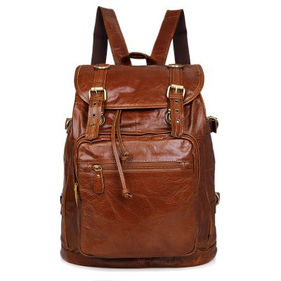 Classic Leather Briefcase Travel Backpack For Men