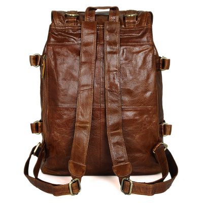 Classic Leather Briefcase Travel Backpack For Men-Back