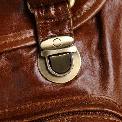 Classic Leather Briefcase Travel Backpack For Men-Button