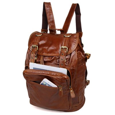 Classic Leather Briefcase Travel Backpack For Men-Pockets