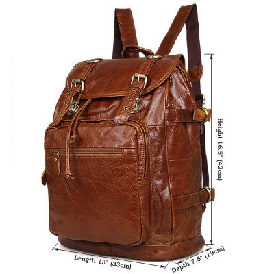 Classic Leather Briefcase Travel Backpack For Men-Size