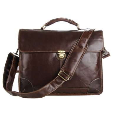 Classic Vintage Leather Briefcase Laptop Bag Messenger Bag-Front