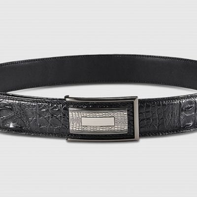 Elegant, Stylish Genuine Crocodile Belt-Black-Lay