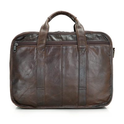 Genuine Vintage Leather Briefcase Messenger Laptop Bag-Back