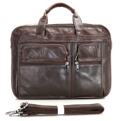 Genuine Vintage Leather Men's Chocolate Briefcase Messenger Laptop Bag