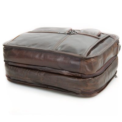 Genuine Vintage Leather Men's Chocolate Briefcase Messenger Laptop Bag-Bottom