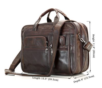 Genuine Vintage Leather Men's Chocolate Briefcase Messenger Laptop Bag-Size