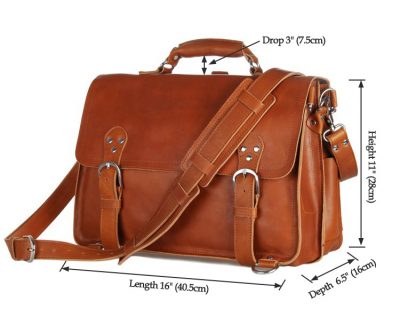 Leather Messenger Bag, Leather Briefcase Backpack-Size