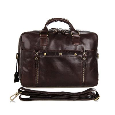 Leather Travel Briefcase, Large Leather Briefcase for Men