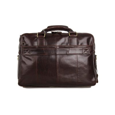 Leather Travel Briefcase, Large Leather Briefcase for Men-Back