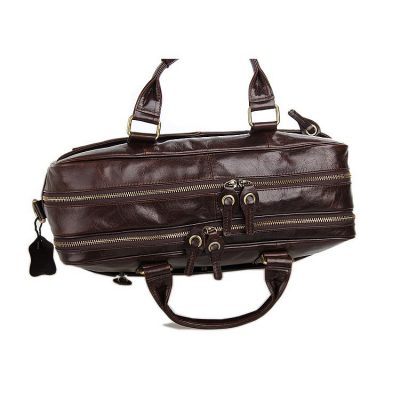 Leather Travel Briefcase, Large Leather Briefcase for Men-Top