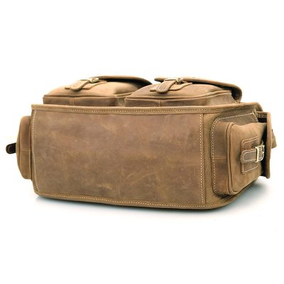 Men's Brown Leather Briefcase Laptop Hand Bag-Bottom