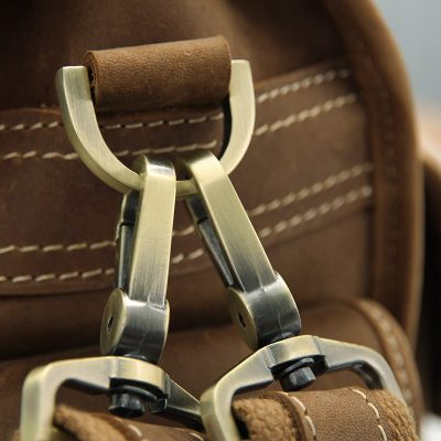 Men's Brown Leather Briefcase Laptop Hand Bag-Hardware