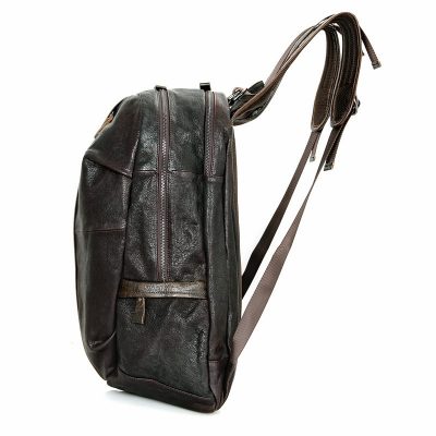 Mens Full Grain Leather Backpack, Leather Rucksack-Side