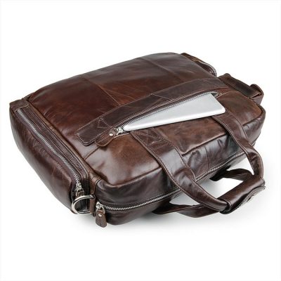 Men's Style Leather Travel Briefcase-Back-Pocket