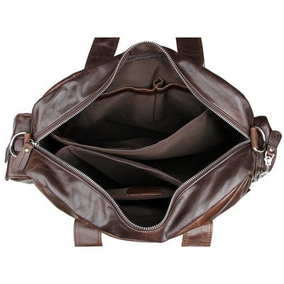 Men's Style Leather Travel Briefcase-Inside