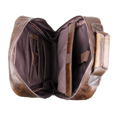 Men’s Vintage Leather Backpack, Leather Rucksack-Inside