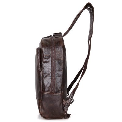 Men’s Vintage Leather Backpack, Leather Rucksack-Side