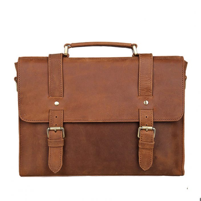 Slim Leather Messenger Bag and Leather Laptop Bag