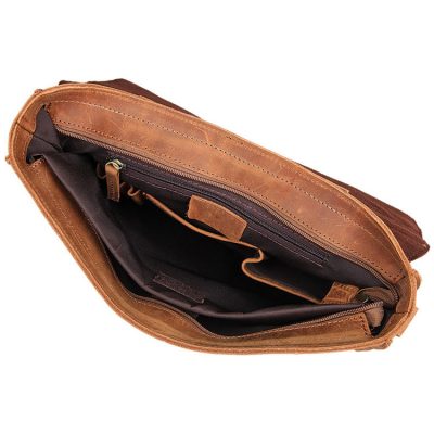 Slim Leather Messenger Bag, Leather Laptop Bag-Inside