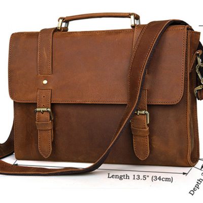 Slim Leather Messenger Bag, Leather Laptop Bag-Size