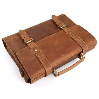 Slim Leather Messenger Bag, Leather Laptop Bag-Top