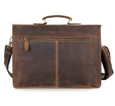 Style Men's Leather Messenger Bag Briefcase Laptop Bag-Back