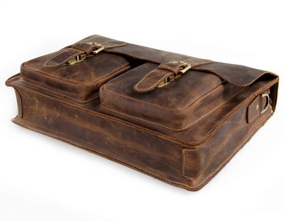 Style Men's Leather Messenger Bag Briefcase Laptop Bag-Bottom