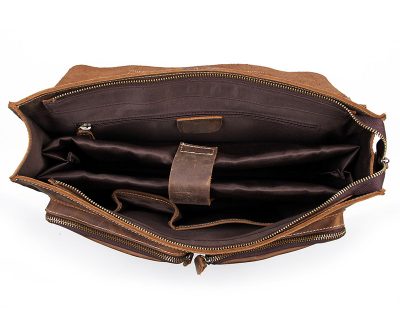 Style Men's Leather Messenger Bag Briefcase Laptop Bag-Inside