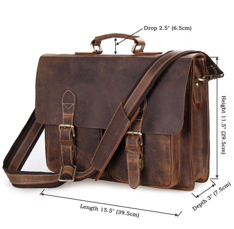 Style Men&#39;s Leather Messenger Bag Briefcase Laptop Bag