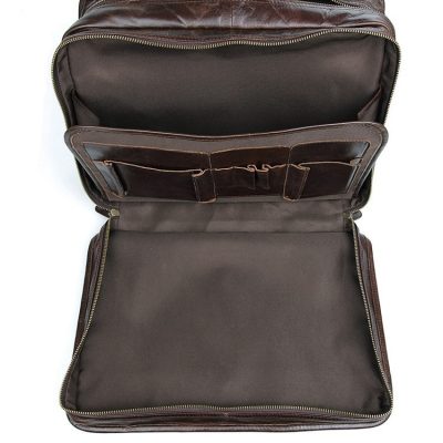 Stylish Leather Briefcase, Leather Laptop Messenger Bag-Front Pocket